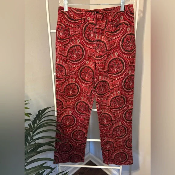 Etcetera Red Paisley Cotton Pants - Picture 4 of 16